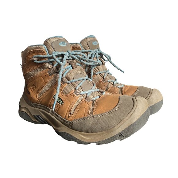 KEEN Women's, Circadia Mid Waterproof Hiking Boot Toasted Coconut North Atlantic - Picture 2 of 8
